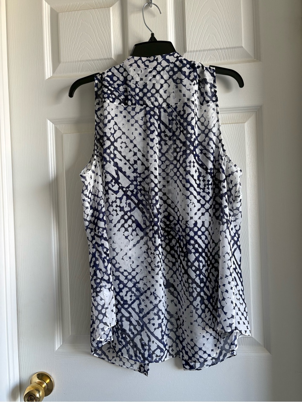 CAbi Navy & White Ruffle Front Sleeveless Blouse - Picture 3 of 3